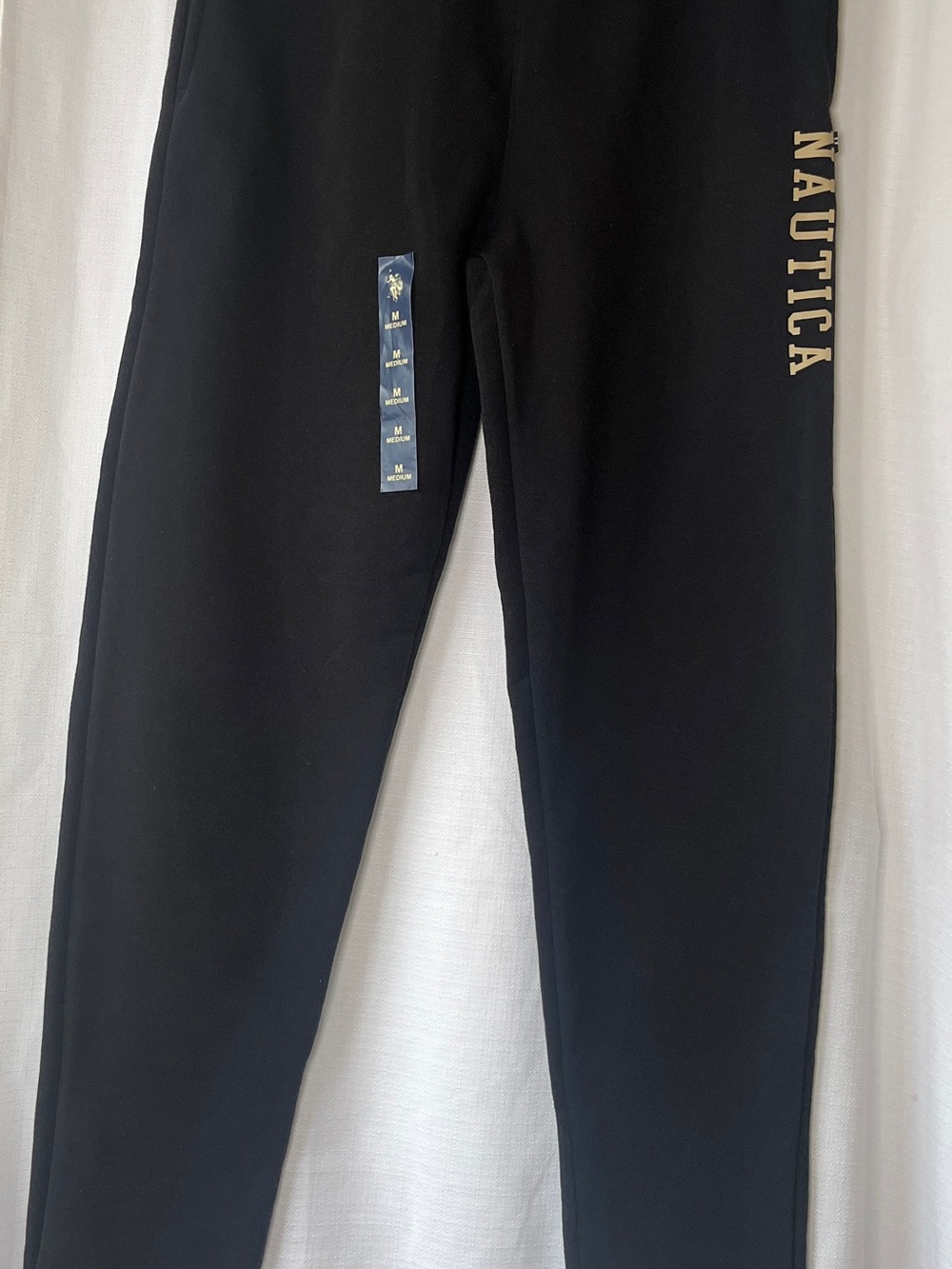 Nautica Kids Black Sweatpants with Cream Logo